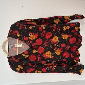 NWT Vintage 90’s St Julian Women’s Chelsea Collar Black Floral Blouse Size 22